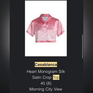 Casablanca Pink Satin Crop Top